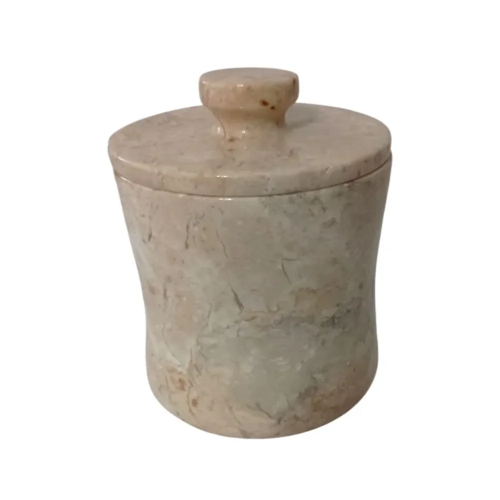 Vintage Travertine Marble Canister Bathroom HEAVY Beige Natural Stone Farmhouse.